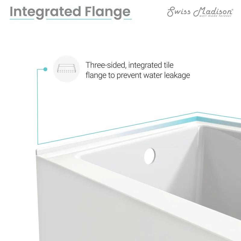 Concorde 60" x 32" Acrylic Glossy White, Alcove, Integral, Apron Bathtub