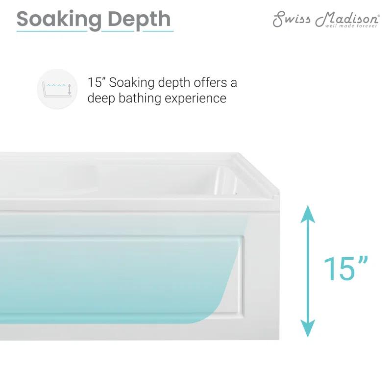 Concorde 60" x 32" Acrylic Glossy White, Alcove, Integral, Apron Bathtub