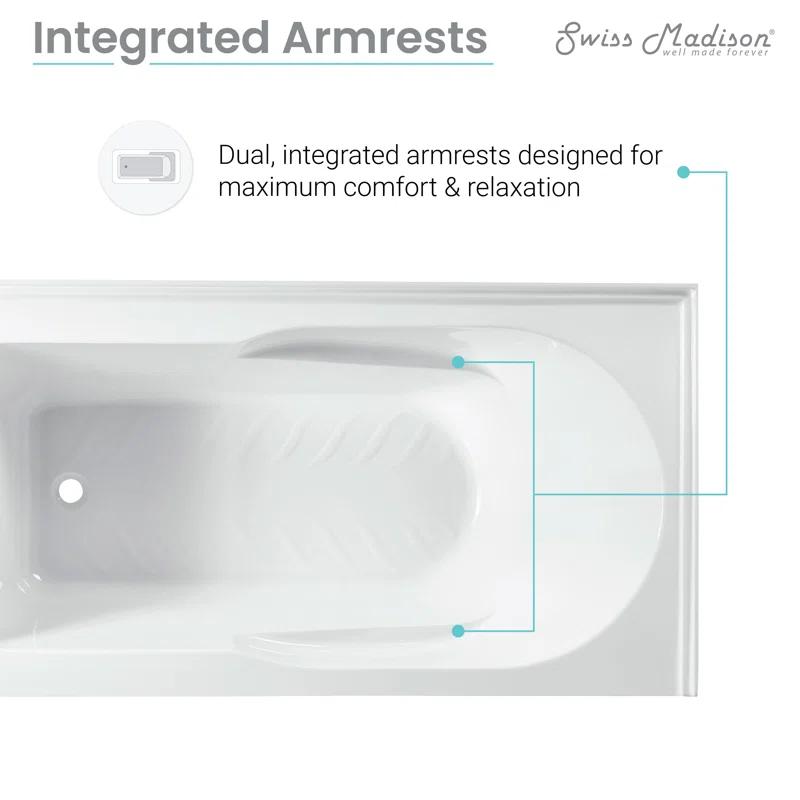 Concorde 60" x 32" Acrylic Glossy White, Alcove, Integral, Apron Bathtub