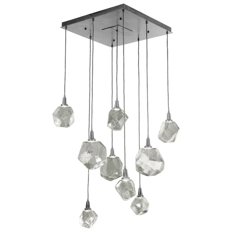 Gemstone 30'' Matte Black LED Cluster Pendant with Hand-Blown Glass