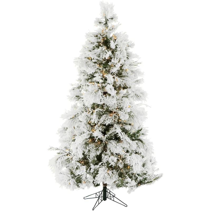 Fraser Hill Farm Snowy Pine Flocked Artificial Christmas Tree