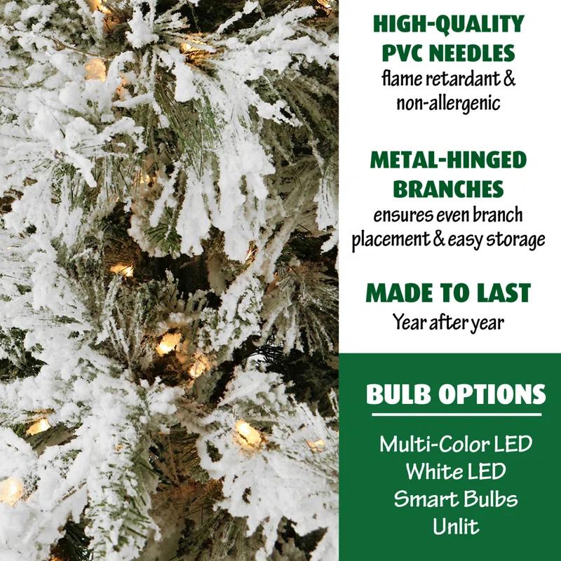Fraser Hill Farm Snowy Pine Flocked Artificial Christmas Tree