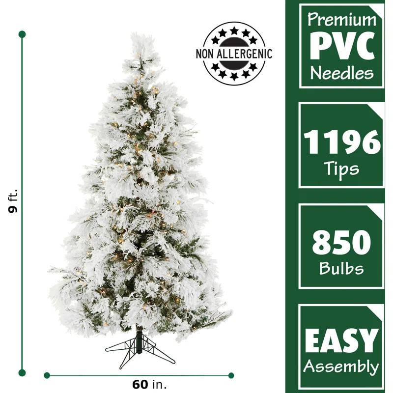 Fraser Hill Farm Snowy Pine Flocked Artificial Christmas Tree