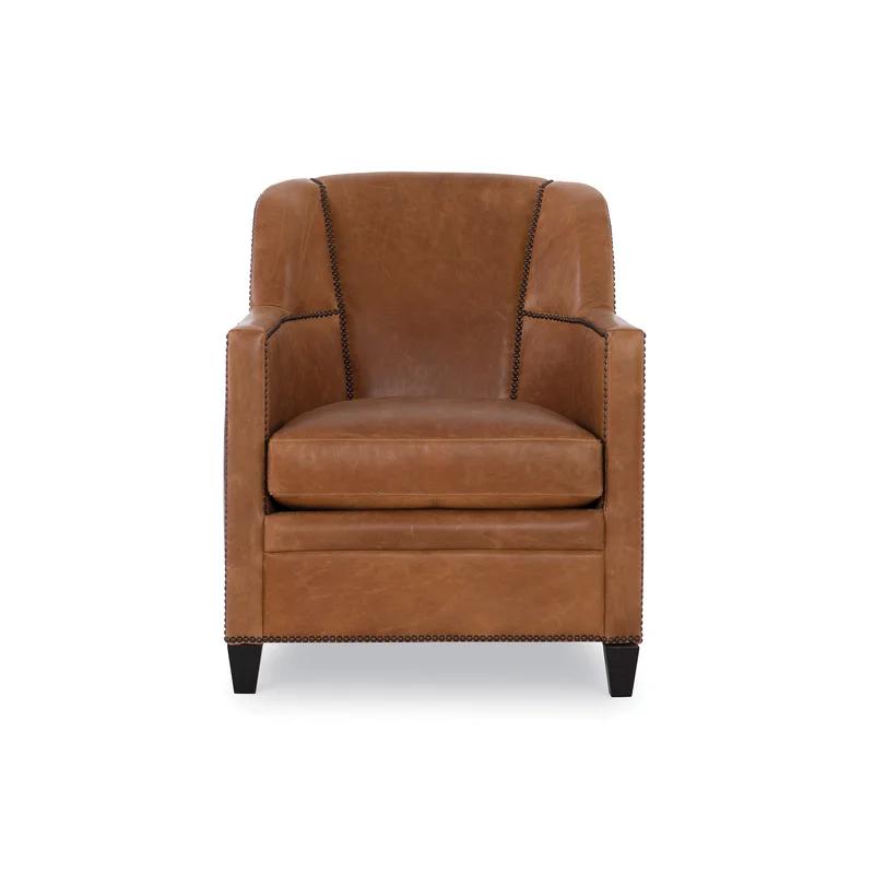 Bronson Acorn Brown Leather Handcrafted Armchair