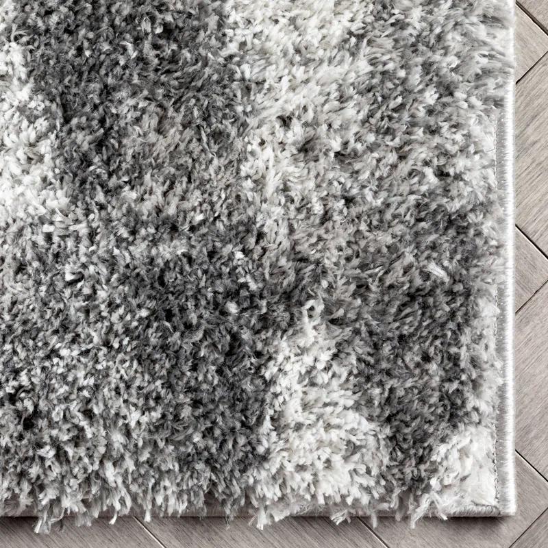 Union Rustic Mareco Geometric Moroccan Shag Grey Area Rug