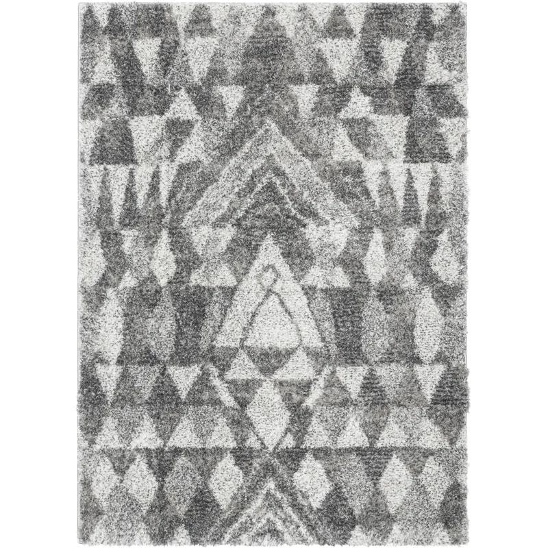 Union Rustic Mareco Geometric Moroccan Shag Grey Area Rug