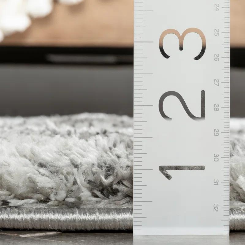 Union Rustic Mareco Geometric Moroccan Shag Grey Area Rug