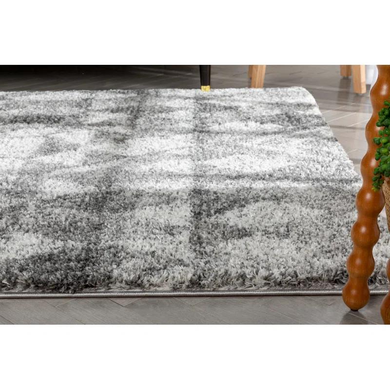 Union Rustic Mareco Geometric Moroccan Shag Grey Area Rug