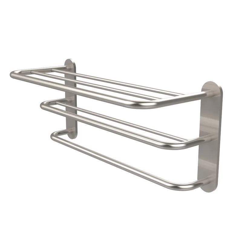 Bineta Satin Nickel 24.7" Elegant Metal Towel Shelf with Drying Rack