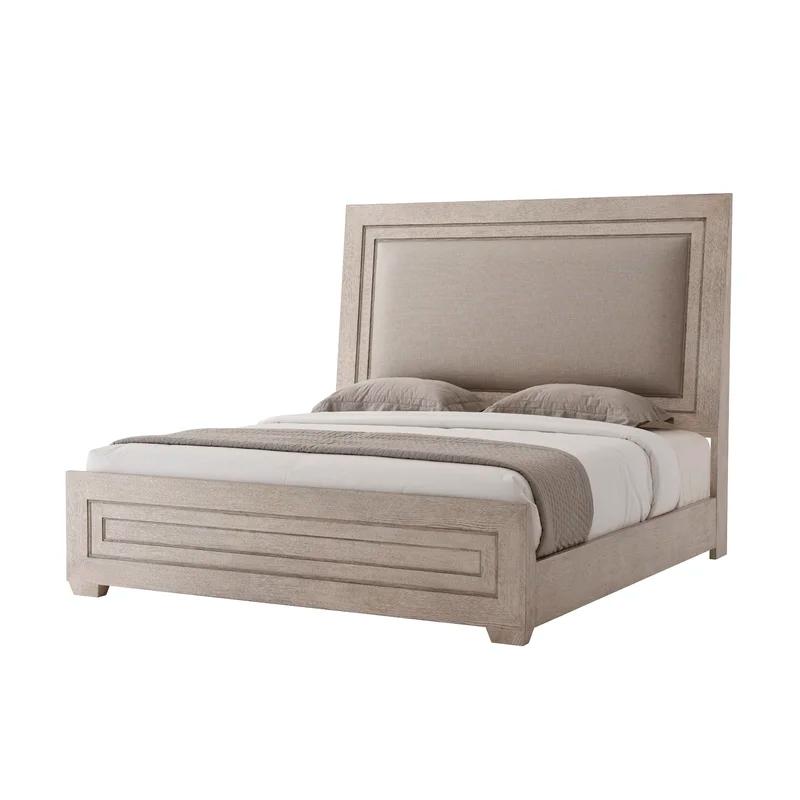 Isola Gowan Beige King Upholstered Bed with Oak Veneer Frame