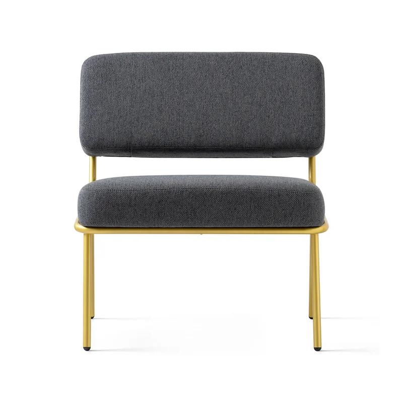 Connubia Sixty Black Upholstered Metal Lounge Chair with Brass Legs