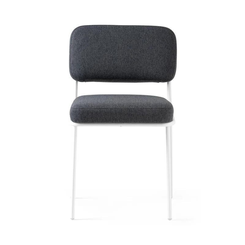 Sixty Matt Optic White Metal Frame Black Upholstered Side Chair