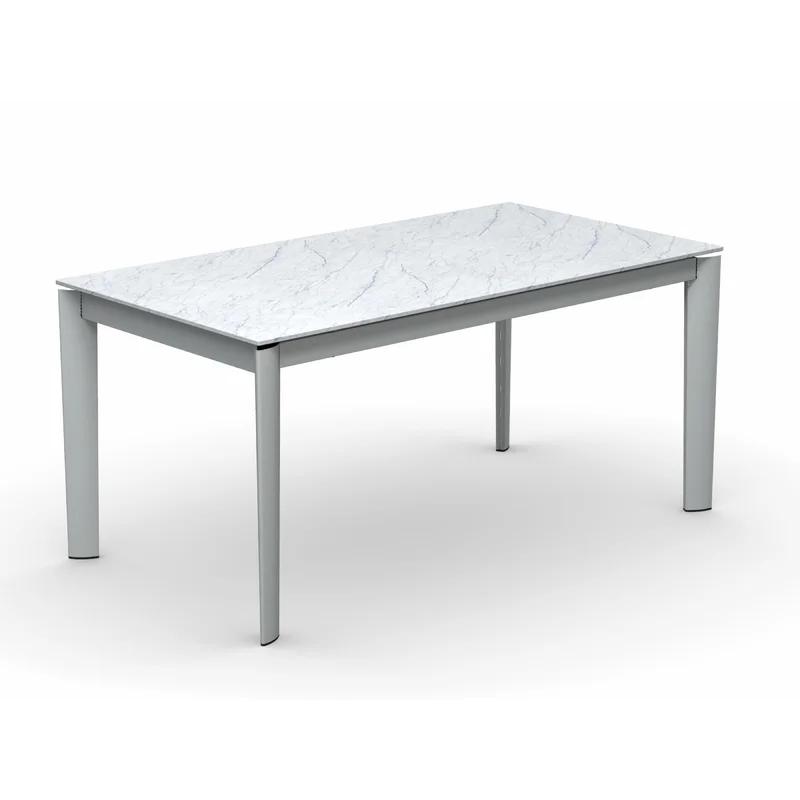 Elliptical White Matt 63" Extendable Table with Ceramic Top