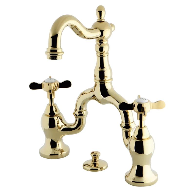 Essex Victorian Polished Brass 10.56" Bathroom Faucet with Drain Assembly