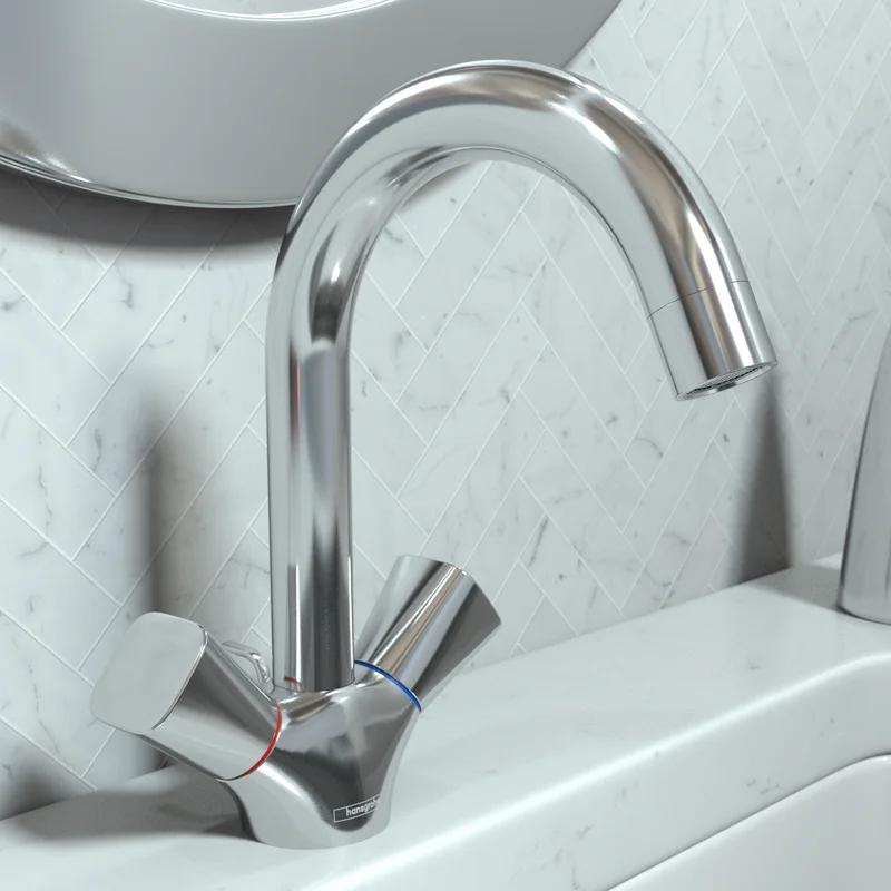 EcoFlow Modern Brushed Nickel 2-Handle Bathroom Faucet