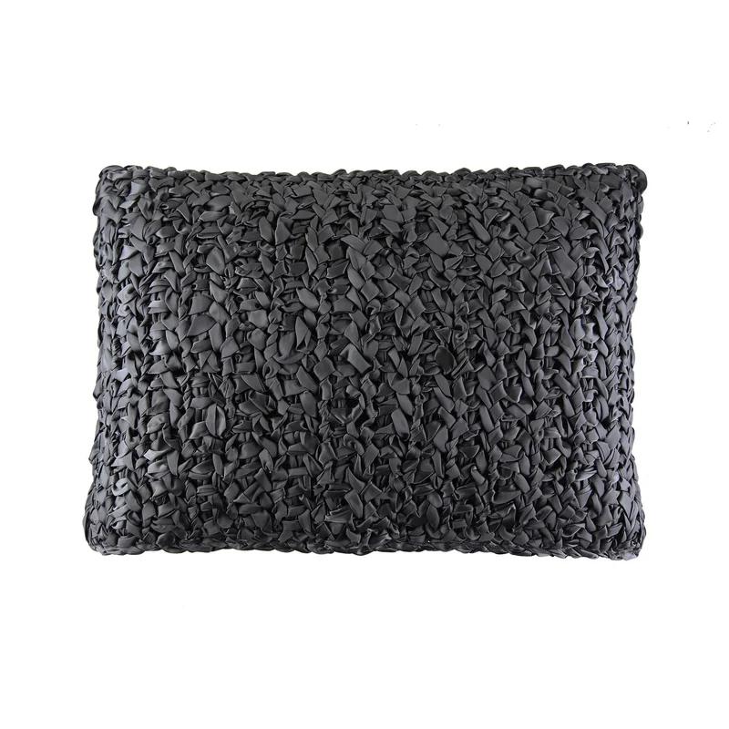 Charcoal Ribbon Knit Pillow Set with Feather/Down Insert