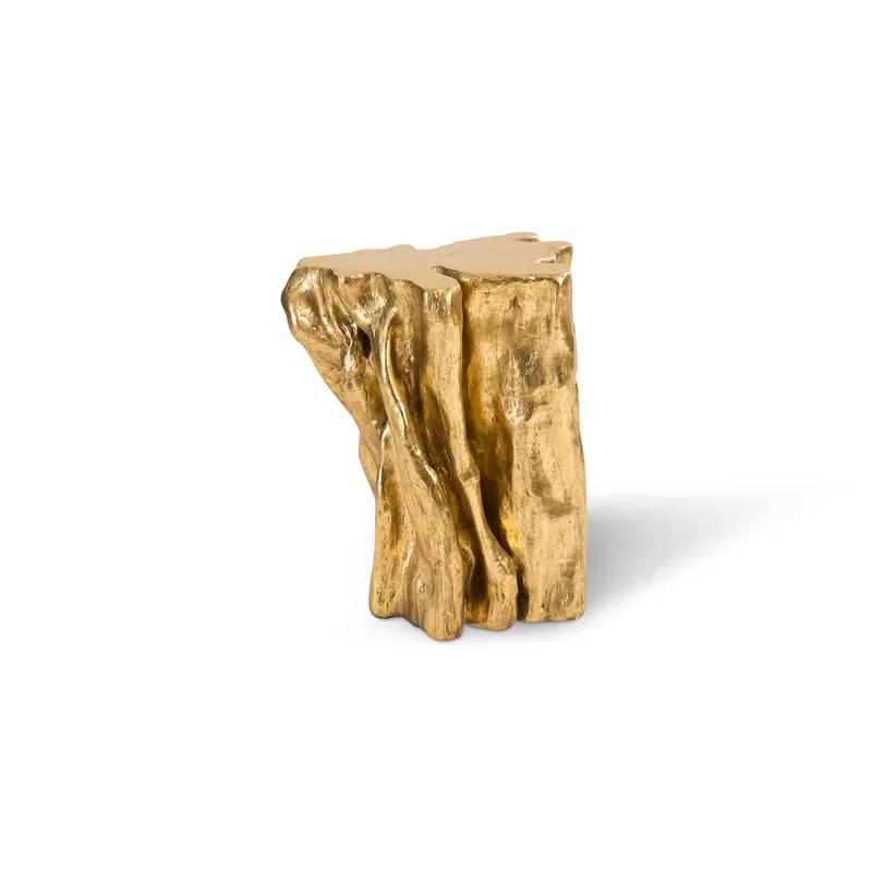 Transitional Gold Leaf Copse Small Stool, 15"x11"x18"