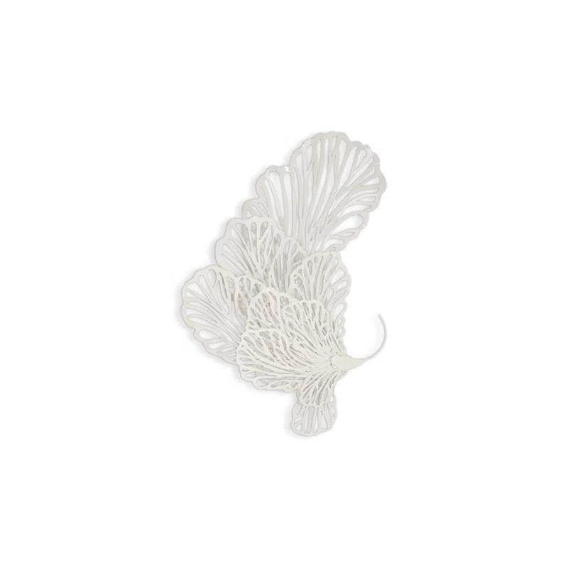 White Powder-Coated Metal Butterfly Wall Sculpture