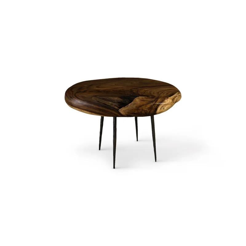 Contemporary Skipping Stone 36" Oval Wood & Metal Side Table