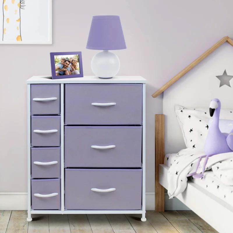 Lavender 7-Drawer Vertical Chest Dresser with Deep Drawers