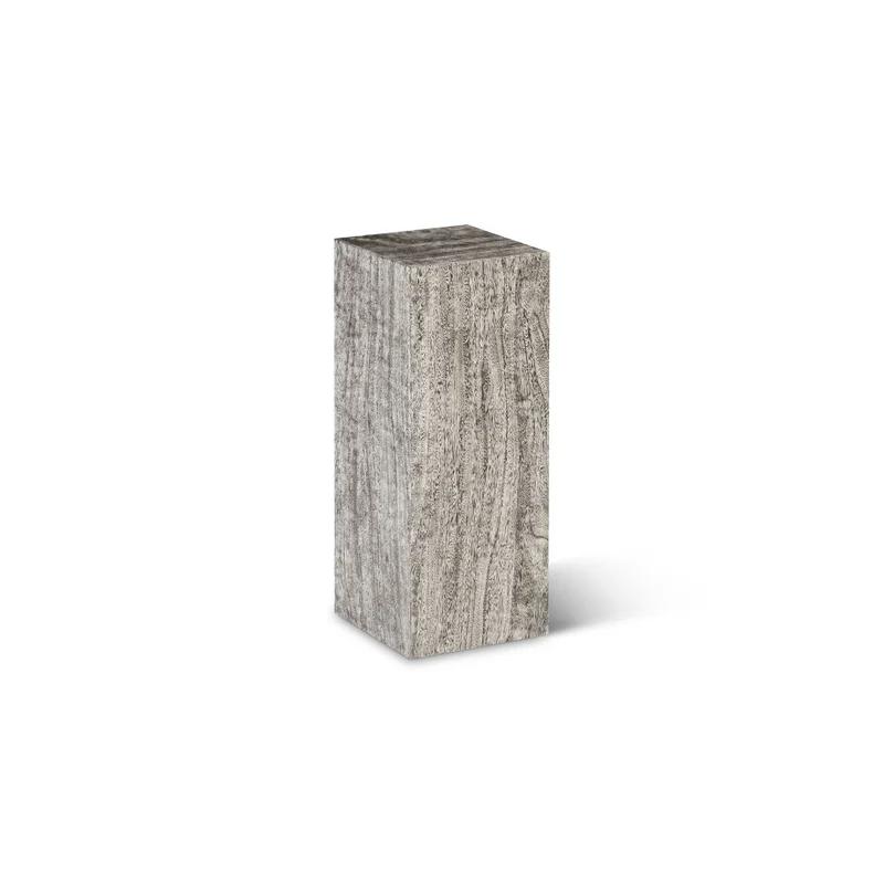 Modern Chamcha Wood Pedestal in Gray - 14"W x 36"H