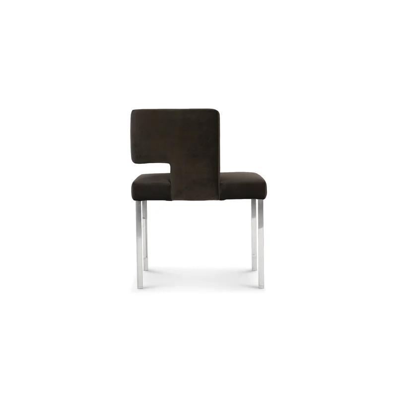 Modern Black Velvet Upholstered Arm Chair with Silver Metal Legs