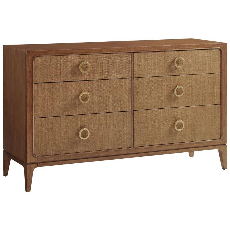 Sierra Tan Hickory 60'' Double Dresser with Soft Close Drawers