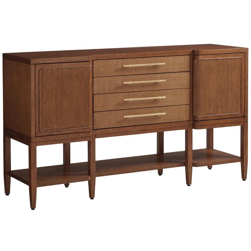Sierra Tan Contemporary 64" Buffet with Raffia and Rattan Accents