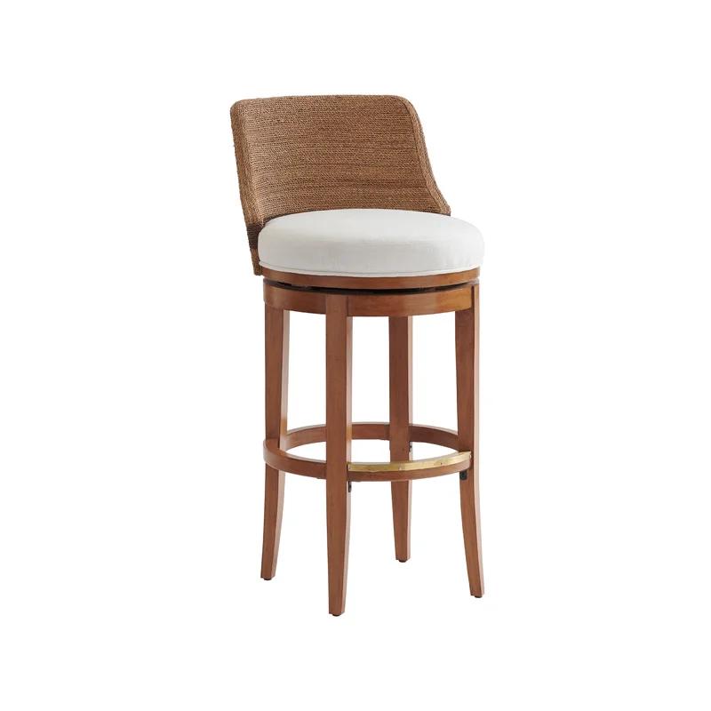 Contemporary White Wood and Metal Swivel Bar Stool