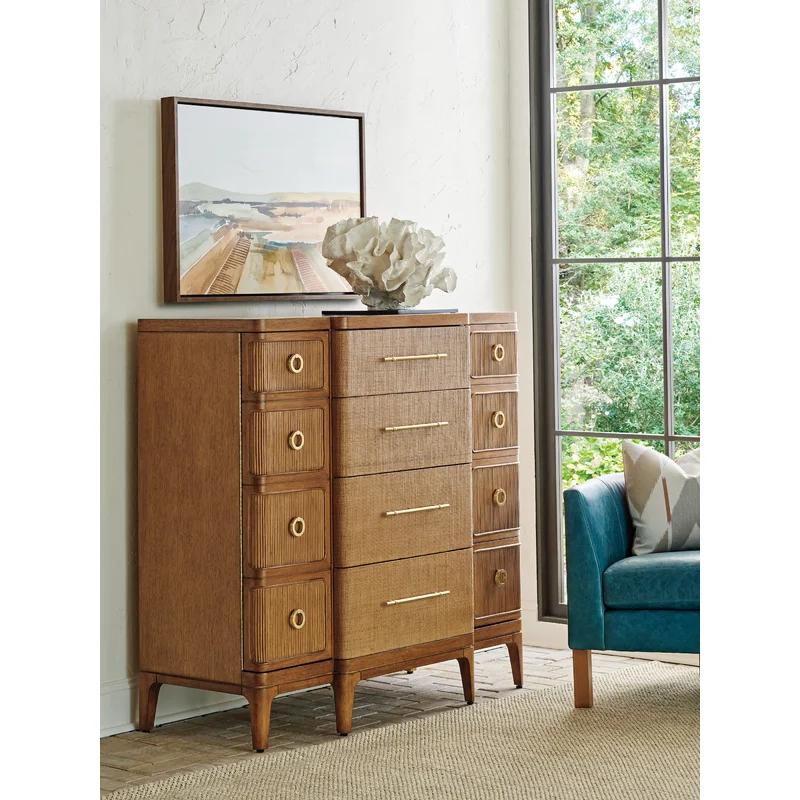 Mid-Century Sierra Tan Hickory Gentleman's Chest with Soft Close Drawers