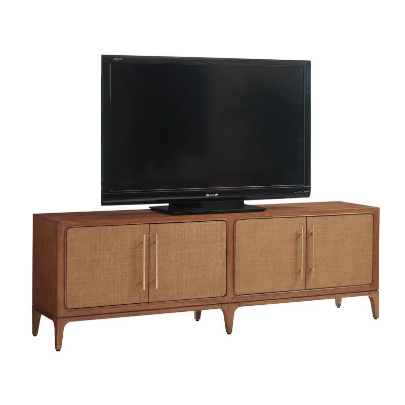 Contemporary Sundrenched Sierra Tan Media Console with Raffia Doors