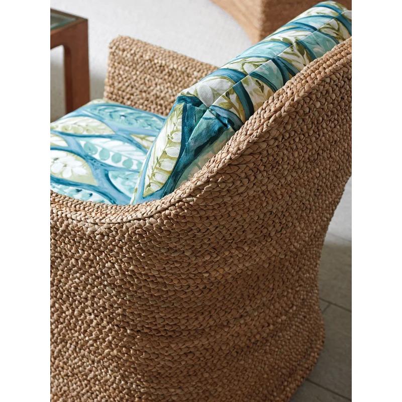 Palm Desert Soren Swivel Club Chair in Blue/Green Cotton