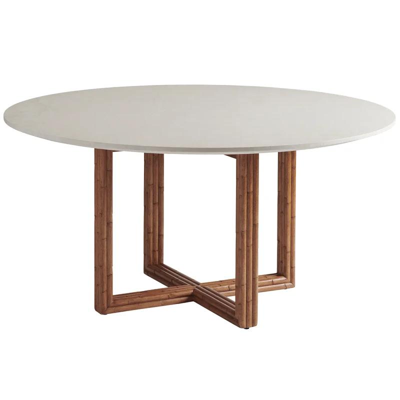 Contemporary Sierra 60" Round Marble & Wood Dining Table