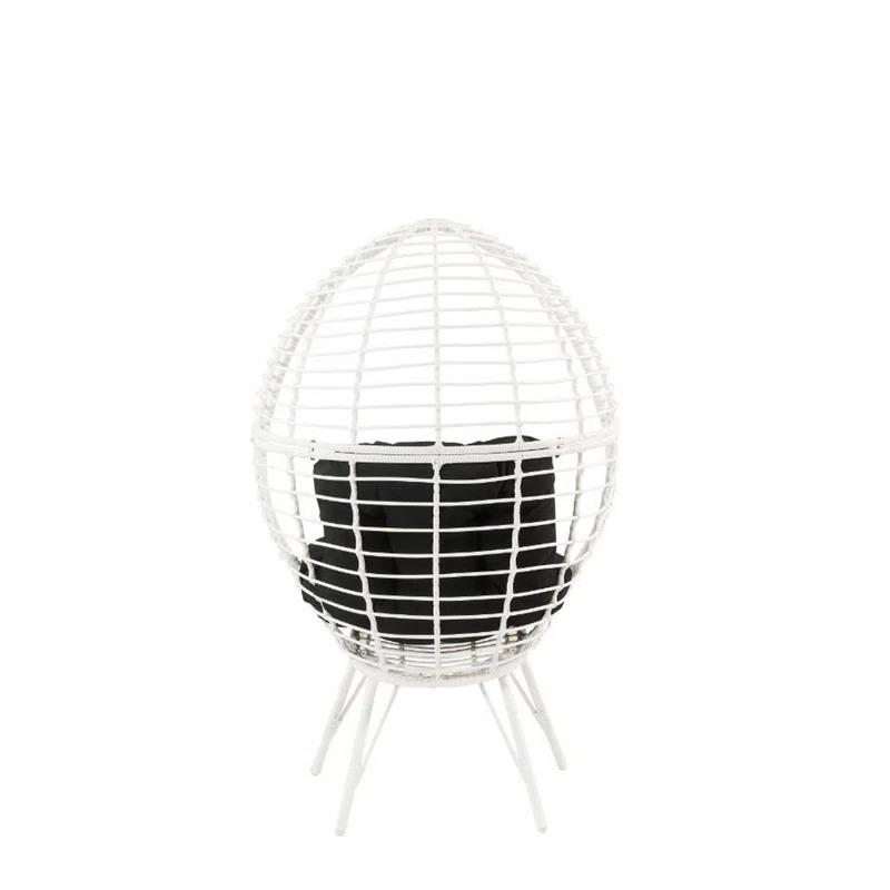 Tear Drop White Synthetic Wicker Patio Chair with Angled Legs