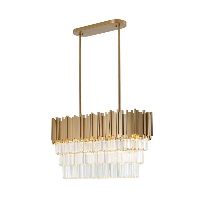 Gold and Clear Crystal 7-Light Stainless Steel Chandelier