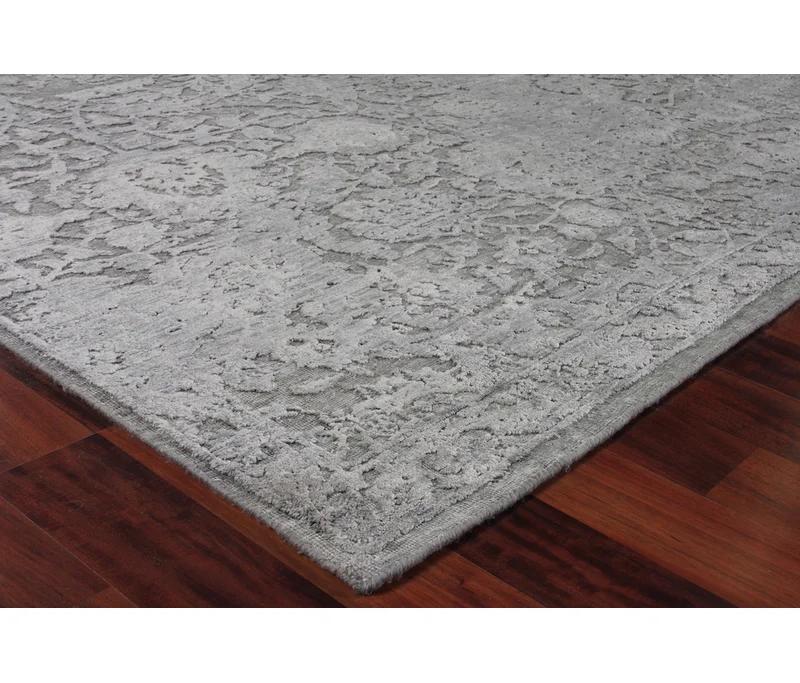 Jangal Silver & Gray Hand-Knotted Wool-Silk 9' x 12' Area Rug