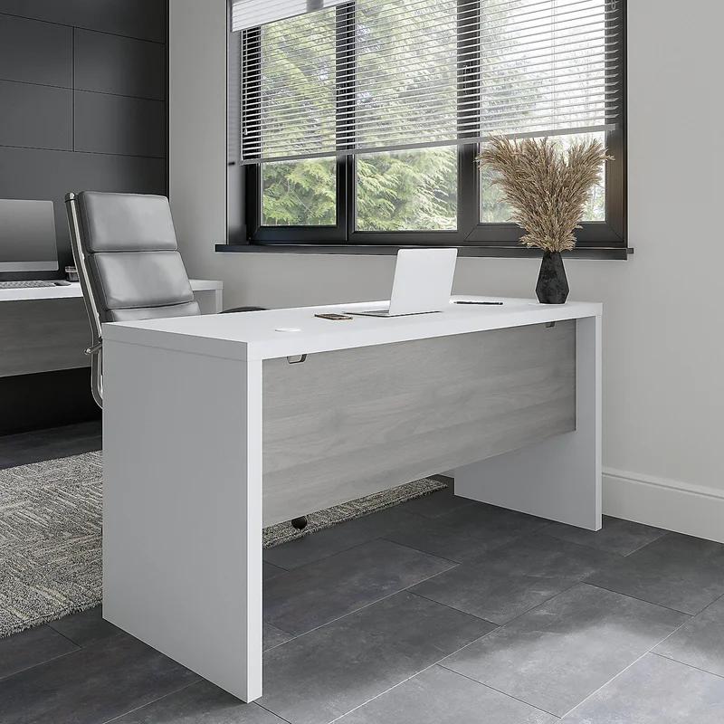Modern Gray Executive 60" Wood Desk with Filing Cabinet