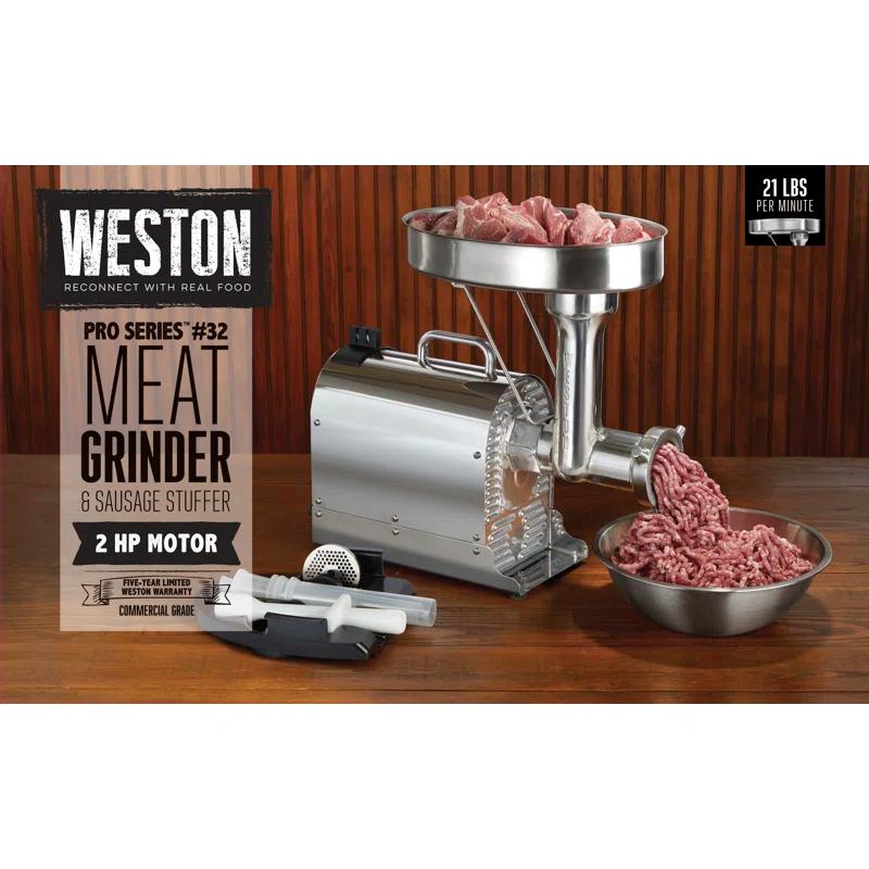Weston Pro Series Stainless Steel Electric Meat Grinder with Sausage Stuffer