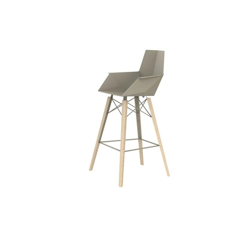 Ecru Natural Beech Wood Polypropylene 28.25'' Bar Stool