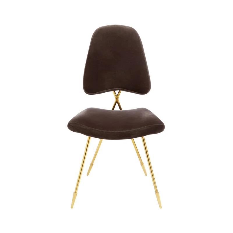 Maxime Rialto Charcoal Velvet Upholstered Side Chair with Polished Brass