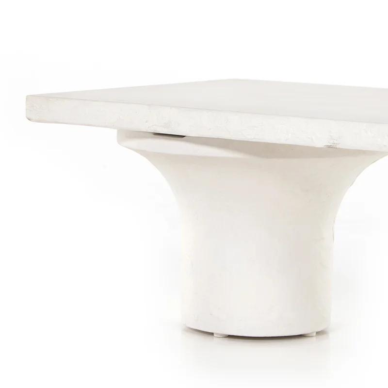 Monolithic Adobe-Inspired White Concrete Rectangular Coffee Table