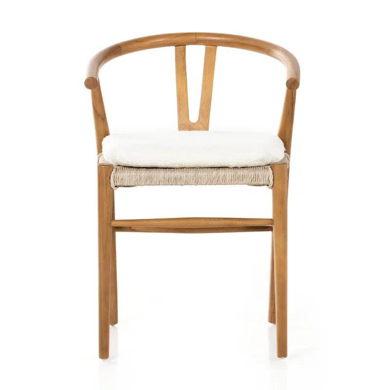 Ivory Natural Wood Wishbone Arm Chair