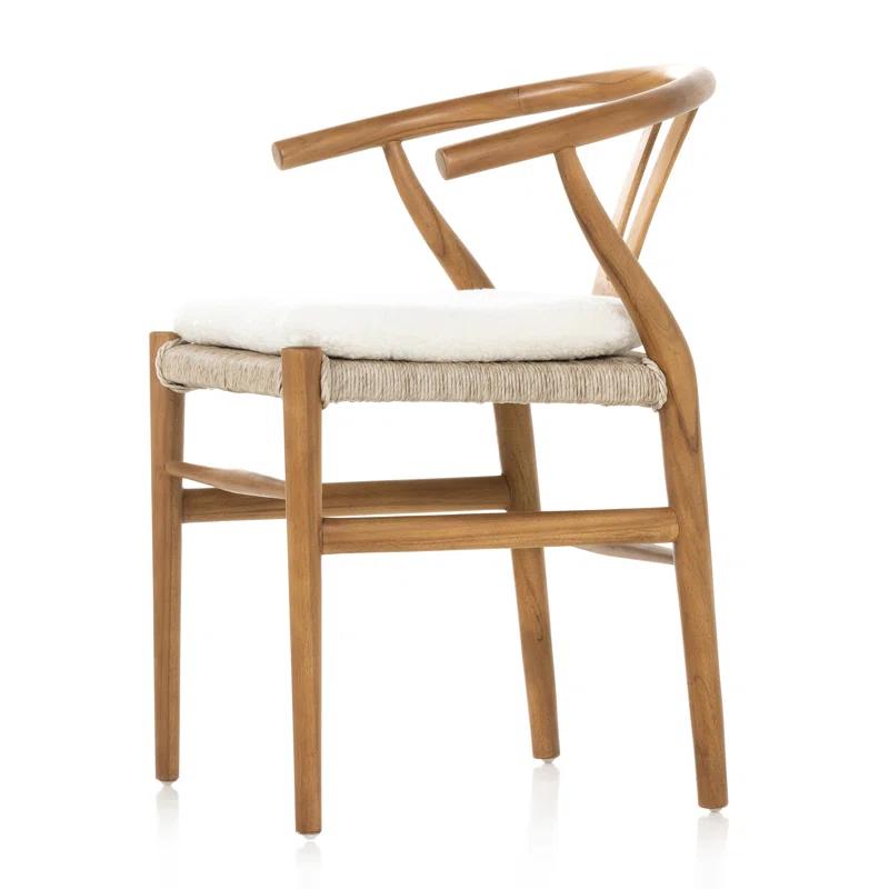 Ivory Natural Wood Wishbone Arm Chair
