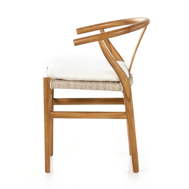 Ivory Natural Wood Wishbone Arm Chair