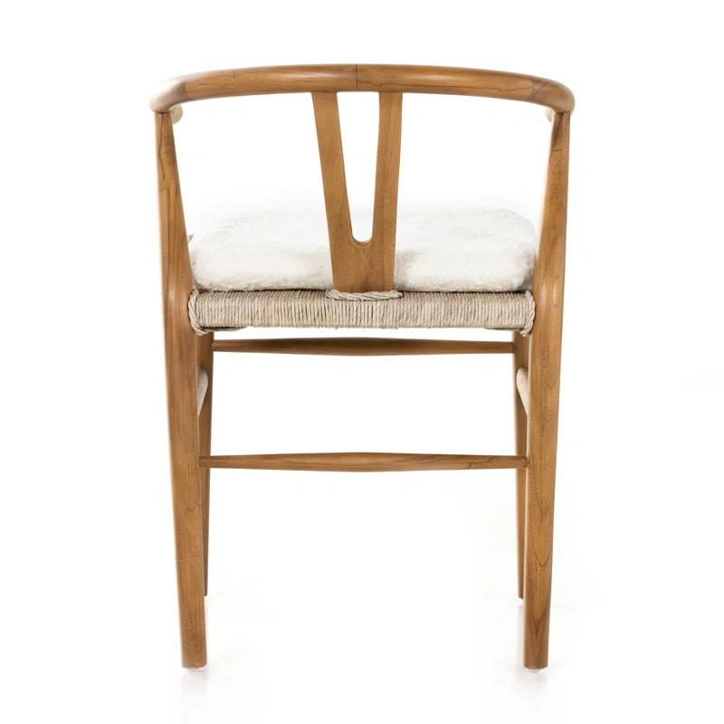 Ivory Natural Wood Wishbone Arm Chair