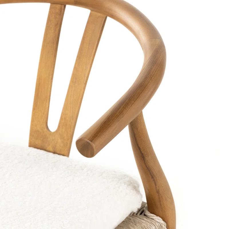 Ivory Natural Wood Wishbone Arm Chair