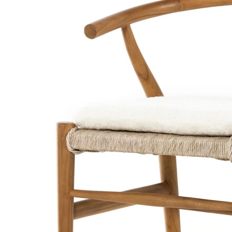 Ivory Natural Wood Wishbone Arm Chair