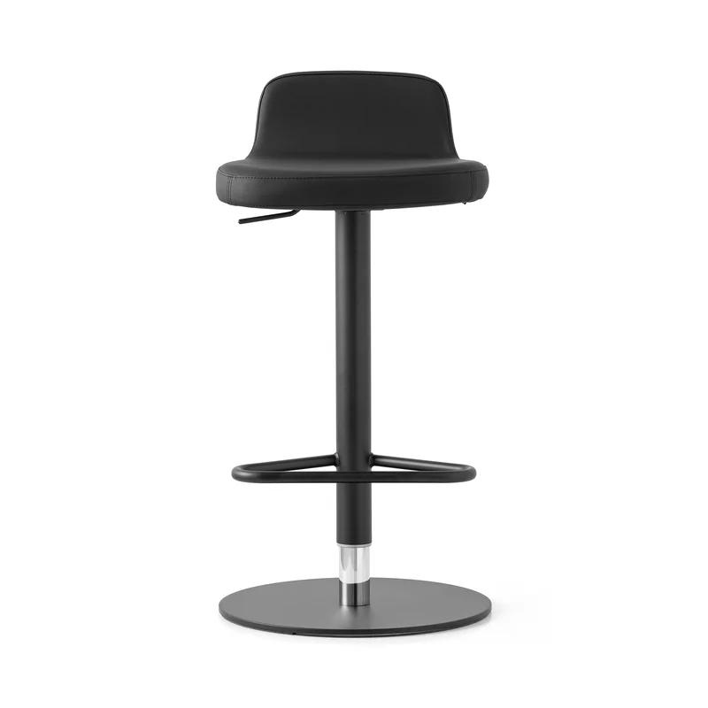 Riley Black Leather Adjustable Swivel Bar Stool