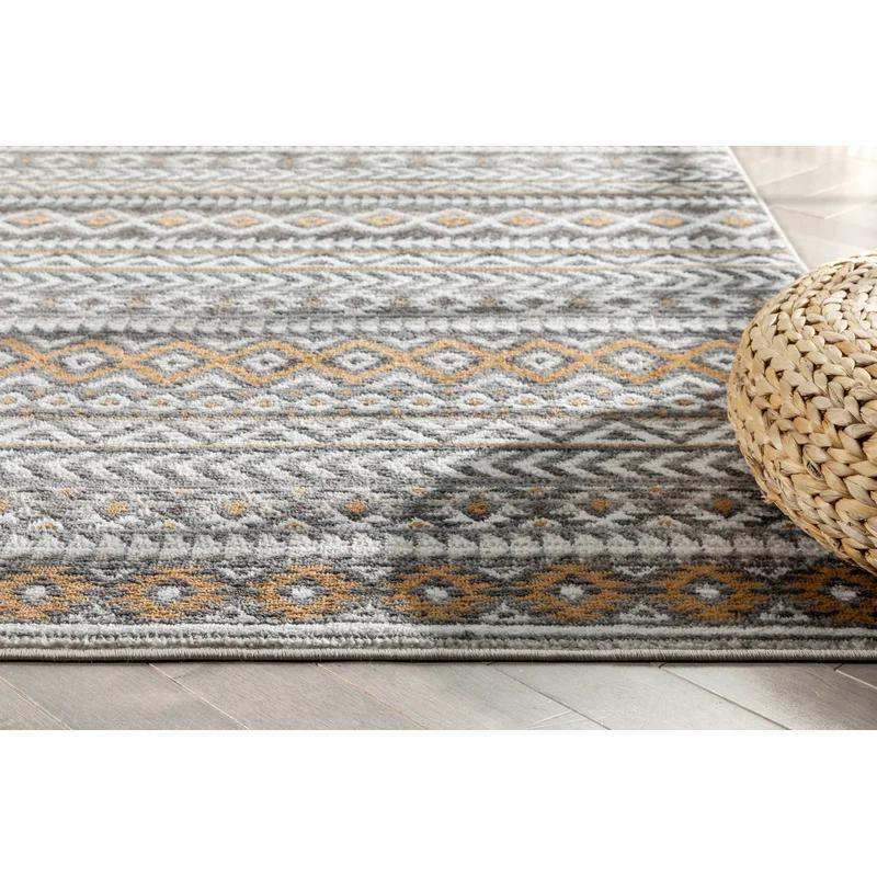 Verity Soft Gray Geometric Synthetic Area Rug, 3'11" x 5'3"