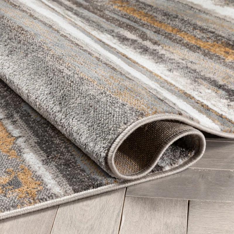 Wade Logan® Chimene Makai Modern Abstract Striped Gray Rug
